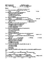 Đề kiểm tra 15 phút môn Sinh học Lớp 10 (Ban KHTN) - Đề số 2 - Trường THPT Lê Lợi
